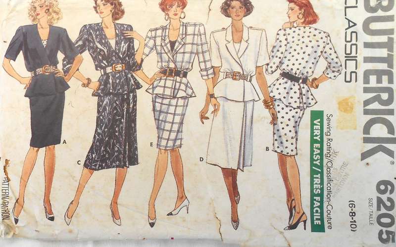 BUTTERICK 6205 SHIRT-TANK TOP-SKIRT SIZE 6-8-10 COMPLETE-CUT TO 10