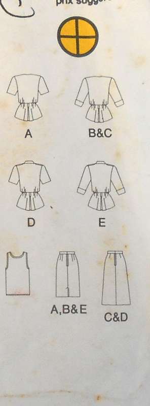 BUTTERICK 6205 SHIRT-TANK TOP-SKIRT SIZE 6-8-10 COMPLETE-CUT TO 10