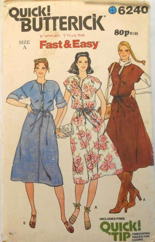 BUTTERICK 6240 LOOSE FITTING DRESS OR PINAFORE SIZE  8-10-12 COMPLETE