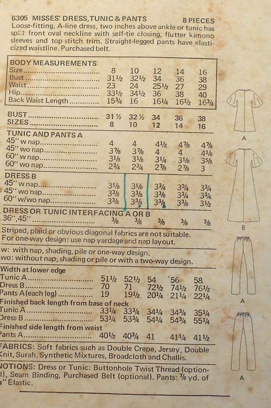BUTTERICK 6305 DRESS-TUNIC-PANTS SIZE 10 BUST 32 1/2 COMPLETE