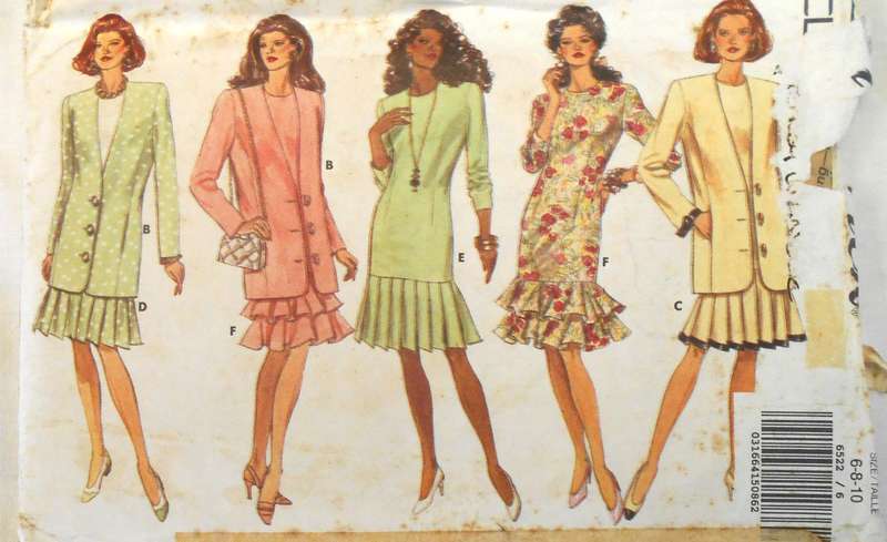 BUTTERICK 6552 JACKET-DRESS WITH PLEATED SKIRT SIZE 6-8-10 COMPLETE-UNCUT-F/FOLDED