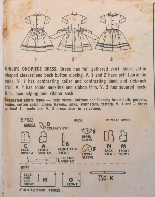 VINTAGE SIMPLICITY 3762 GIRLS ONE PIECE DRESS SIZE 5 YEARS-COMPLETE