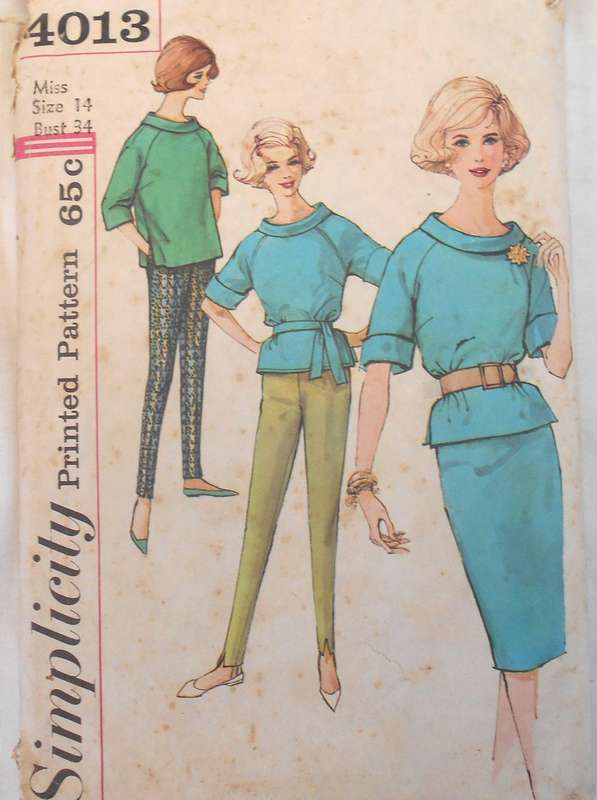 VINTAGE SIMPLICITY 4013 TOP-PANTS-SKIRT SIZE 14 BUST 34-COMPLETE
