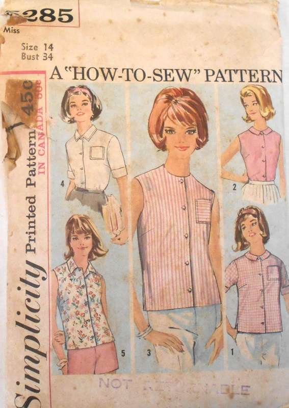 SIMPLICITY 5285 BLOUSE SIZE 14 BUST 34" COMPLETE