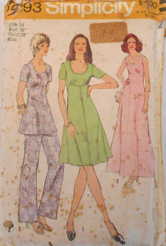 SIMPLICITY 5293 DRESS-TUNIC-PANTS SIZE 14 BUST 36"-COMPLETE