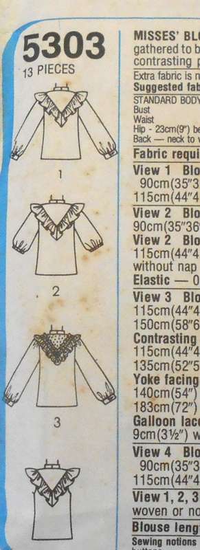 SIMPLICITY 5303 BLOUSE SIZE 12 BUST 87 CM-COMPLETE