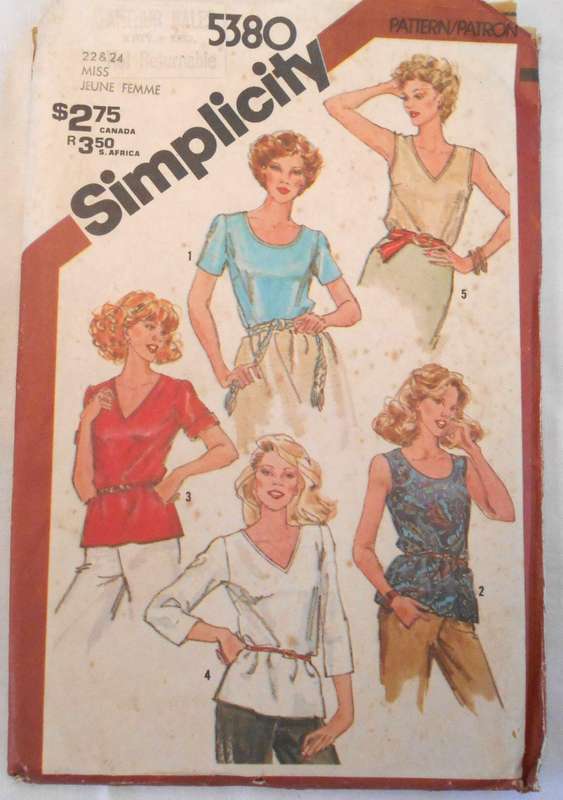 SIMPLICITY 5380 SET OF PULLOVER TOPS SIZE 22-24-COMPLETE