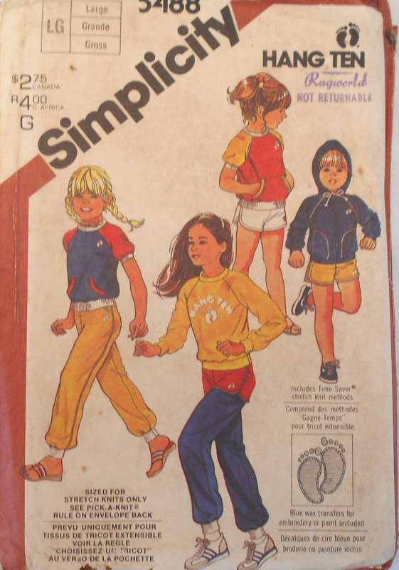 SIMPLICITY 5488 KID HOODIE-PULL ON PANTS & SHORTS-PULLOVER SWEATSHIRT SIZE L 12-14 YRS-COMPLETE-F/F