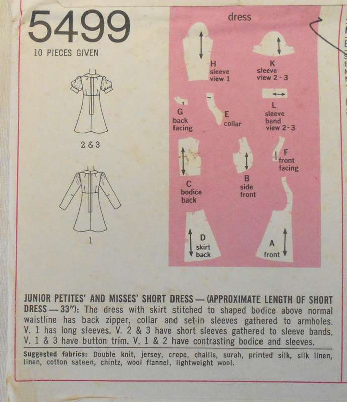 SIMPLICITY 5499 SHORT DRESS SIZE 12 BUST 34 COMPLETE