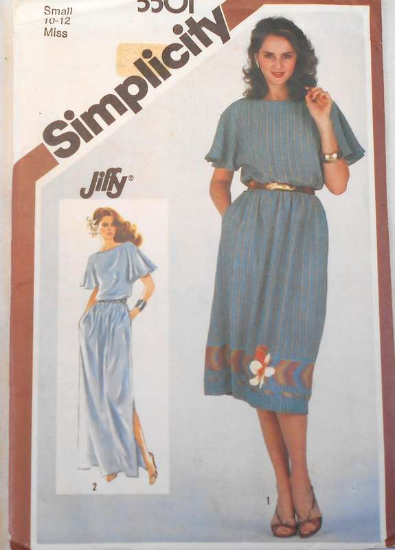 SIMPLICITY 5501 PULLOVER LOOSE FITTING DRESS SIZE SMALL 10-12 COMPLETE-UNCUT-F/FOLDED