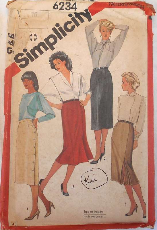 SIMPLICITY 6234 SET OF SLIM SKIRTS SIZE 16 COMPLETE-UNCUT-F/FOLDED