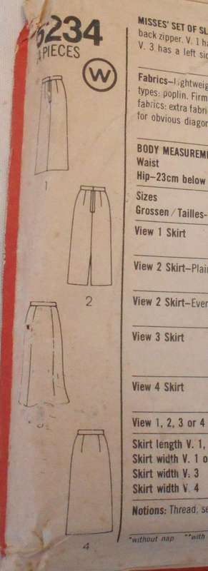 SIMPLICITY 6234 SET OF SLIM SKIRTS SIZE 16 COMPLETE-UNCUT-F/FOLDED