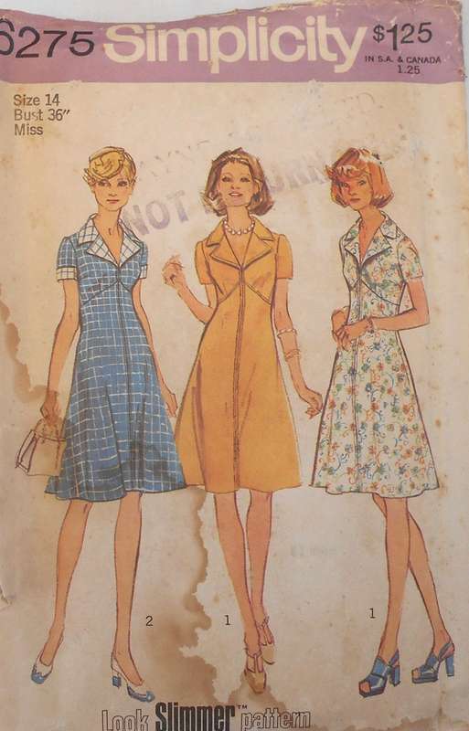 SIMPLICITY 6275 HIGH BODICE DRESS SIZE 14 BUST 36 COMPLETE