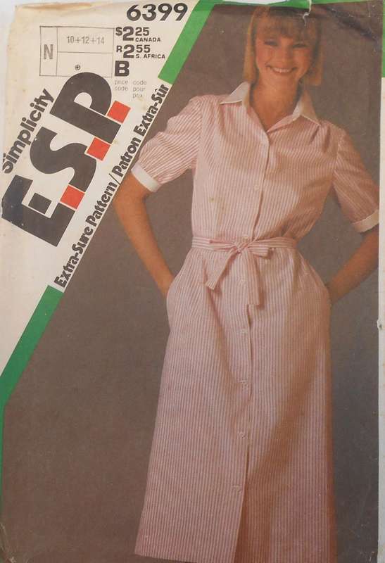 SIMPLICITY 6399 SHIRTWAIST DRESS SIZE 10-12-14 COMPLETE-CUT TO 14