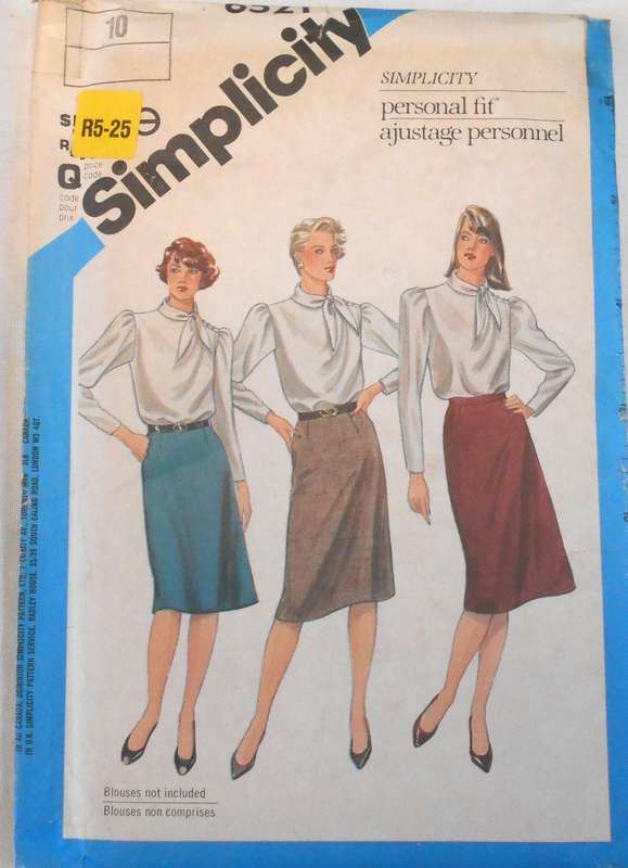 SIMPLICITY 6521 SLIM SKIRTS SIZE 10 COMPLETE-UNCUT-F/FOLDED