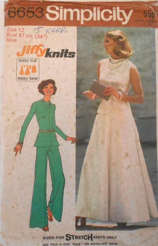 SIMPLICITY 6653 KNIT DRESS OR TOP & PANTS SIZE 12 BUST 87 CM COMPLETE