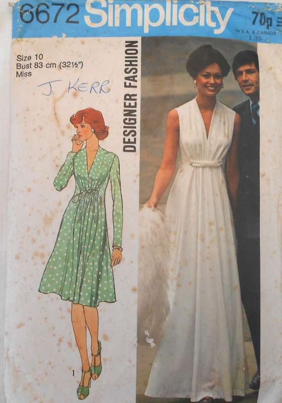 SIMPLICITY 6672 DESIGNER FASHION DRESS IN 2 LENGTHS SIZE 10 BUST 83 CM COMPLETE