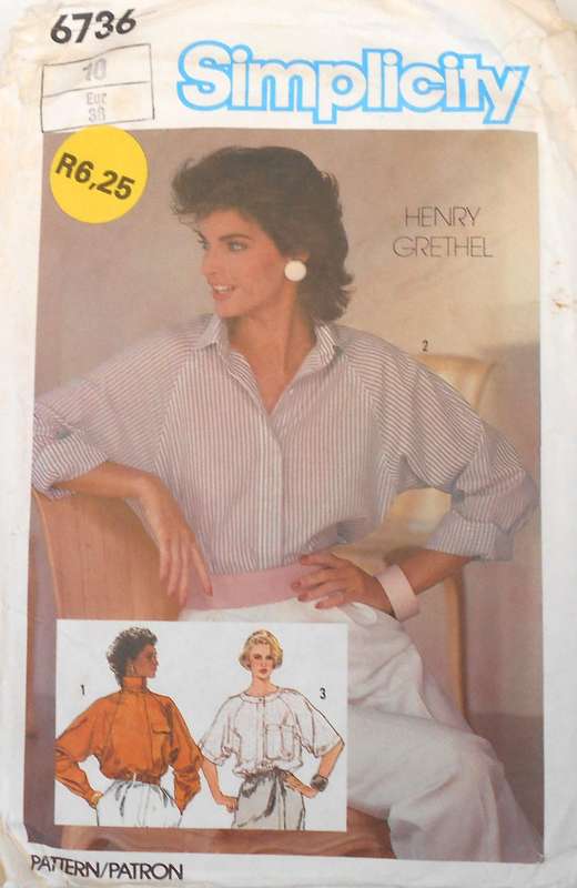SIMPLICITY 6736 RAGLAN SLEEVE SHIRT SIZE 18 COMPLETE