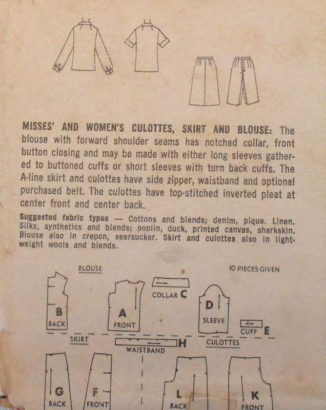 SIMPLICITY 7134 CULOTTE-SKIRT-BLOUSE SIZE 16 BUST 36-COMPLETE-ZIPLOC