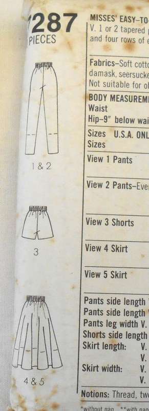 SIMPLICITY 7287 PULL ON SKIRT & PANTS-SHORTS SIZE 12-14-16 COMPLETE-CUT TO 16