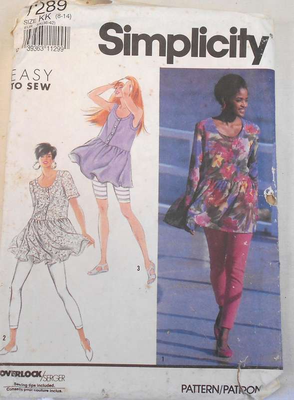 SIMPLICITY 7289 BABY DOLL TOP & LEGGINGS SIZE 8-14 NO HEADBAND SUPPLIED CUT TO 10