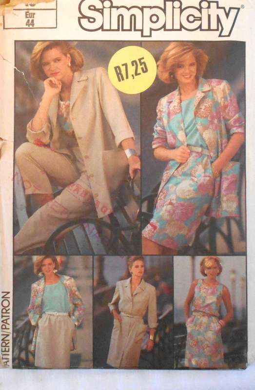 SIMPLICITY 7312 TOP-SKIRT-PANTS-UNLINED JACKET-DRESS SIZE 16 COMPLETE