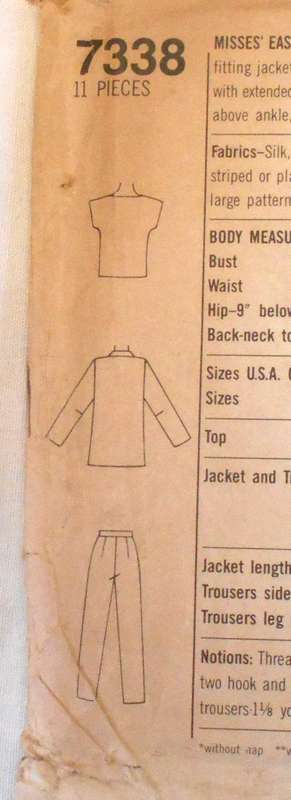 SIMPLICITY 7338 PANTS-UNLINED JACKET-PULLOVER TOP SIZE 10-12-14 COMPLETE-CUT TO 12
