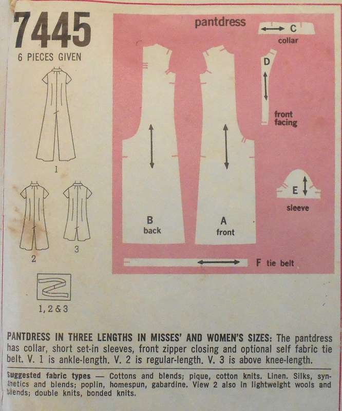 SIMPLICITY 7445 PANTSDRESS- SIZE 16 BUST 38 - NO COLLAR C PATTERN SUPPLIED