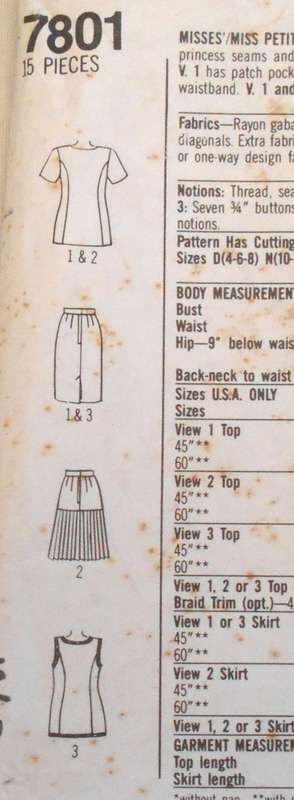 SIMPLICITY 7801 TOP- NO SKIRT PATTERN SIZE 10-14 -COMPLETE-CUT TO 14