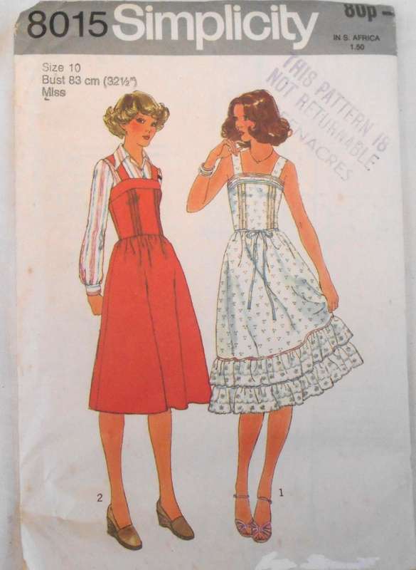 SIMPLICITY 8015 DRESS OR PINAFORE SIZE 10 BUST 83 CM COMPLETE-UNCUT-F/FOLDED