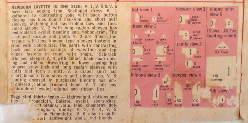 VINTAGE SIMPLICITY 8066 NEWBORN LAYETTE ONE SIZE COMPLETE-KIMONO CUT IN NEWSPAPER