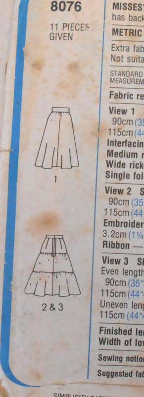 SIMPLICITY 8076 WRAP & TIERED SKIRTS SIZE 14 WAIST 71 CM COMPLETE