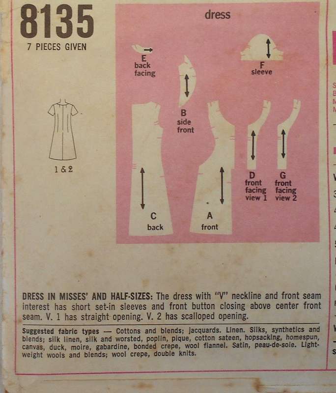 VINTAGE SIMPLICITY 8135 DRESS WITH V NECKLINE SIZE 12 BUST 34 COMPLETE