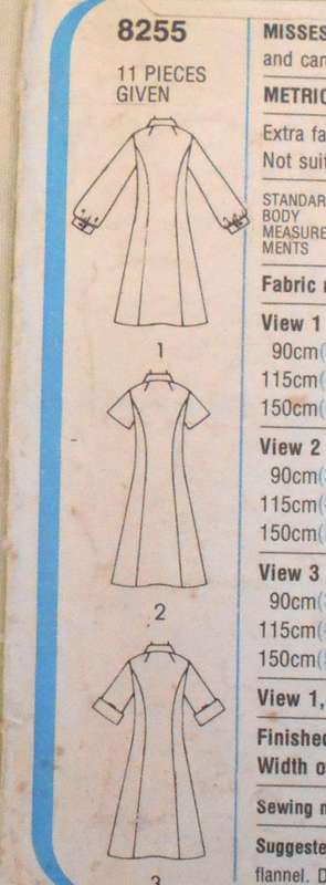 SIMPLICITY 8255 SHIRTDRESS SIZE 12 BUST 87 CM COMPLETE-UNCUT-F/FOLDED