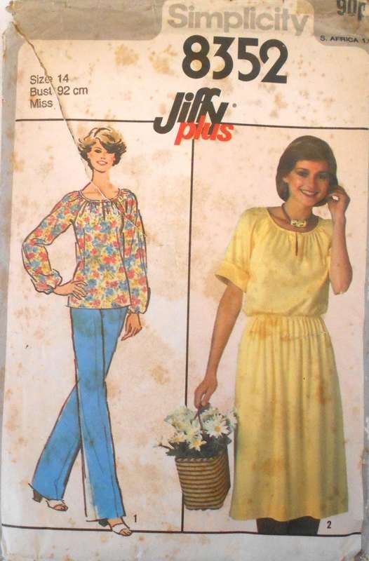 SIMPLICITY 8352 PLUS PULLOVER TOP-SKIRT-PANTS SIZE 14 BUST 92 CM COMPLETE