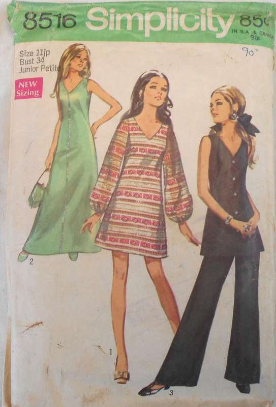 VINTAGE SIMPLICITY 8516 DRESS-TUNIC-PANTS SIZE 11jp BUST 34 COMPLETE