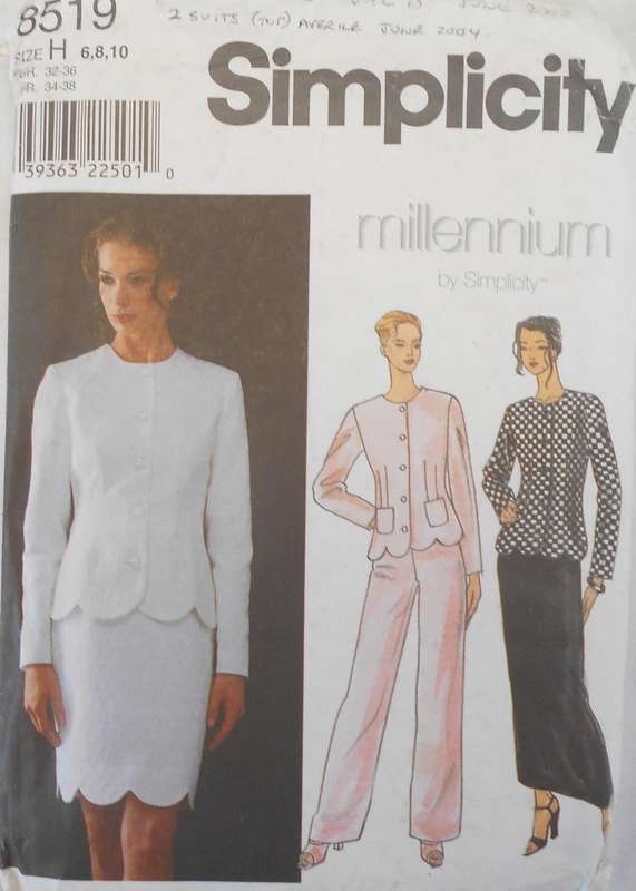 SIMPLICITY 8519 FITTED JACKET-PANTS-SKIRT SIZE 6-8-10 COMPLETE-CUT TO 10