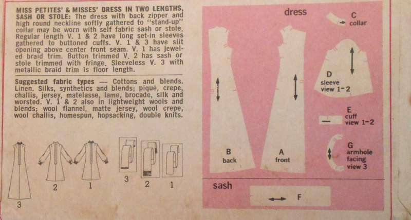 VINTAGE SIMPLICITY 8540 DRESS-SASH OR STOLE SIZE 16 BUST 38 COMPLETE