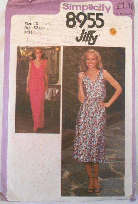 SIMPLICITY 8955 PULLOVER DRESS SIZE 10 BUST 83 CM COMPLETE