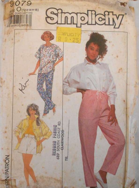 SIMPLICITY 9079 SHIRT-TOP-PULL ON PANTS-SHORTS SIZE12-14-16 PART CUT TO 16-NO INSTUCTIONS PG 1-2
