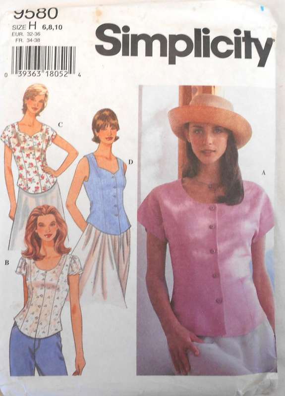 SIMPLICITY 9580 SET OF TOPS SIZE 6-8-10 COMPLETE-UNCUT-F/FOLDED