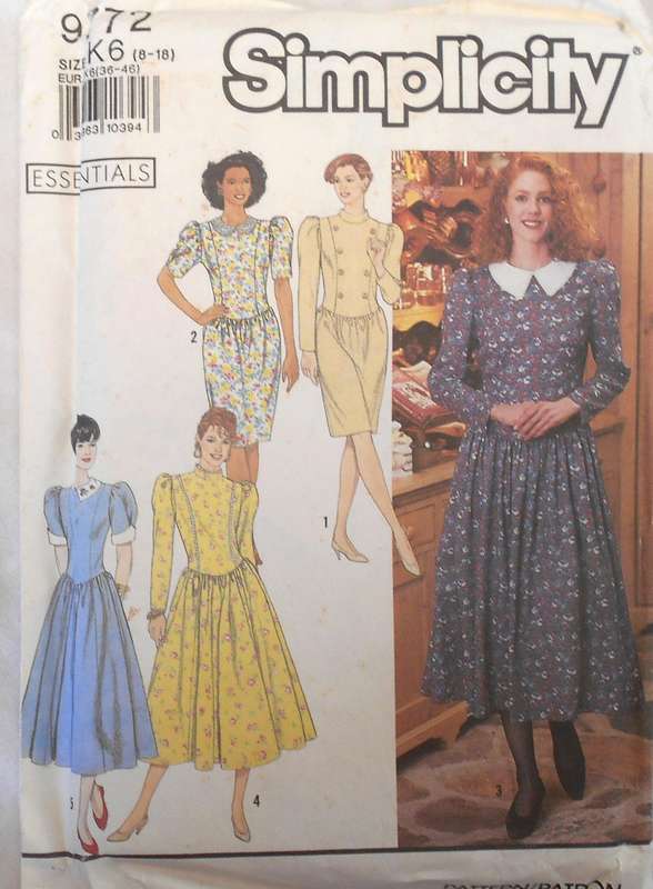 SIMPLICITY 9772 DRESS WITH FULL OR SLIM SKIRT SIZE 8-18 COMPLETE-UNCUT-F/FOLDED