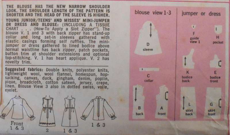 SIMPLICITY 9776 MINI PINAFORE OR MINI DRESS & BLOUSE SIZE 12 BUST 34 COMPLETE