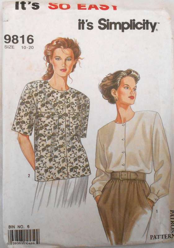 SIMPLICITY 9816 BLOUSES SIZE 10-20 COMPLETE-CUT TO 14