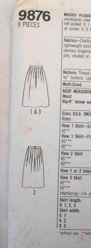 SIMPLICITY 9876 PLEATED SKIRTS SIZE 10-18 COMPLETE-UNCUT-F/FOLDED