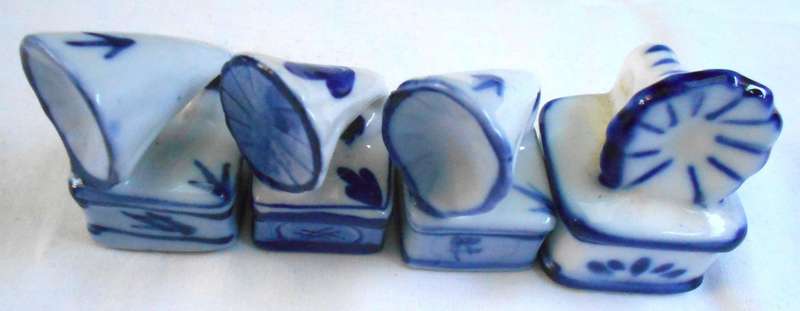Four Delf style Miniature Gramophone Figurines