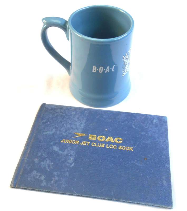 Vintage BOAC WADE MUG & BOAC JUNIOR JET CLUB LOGBOOK
