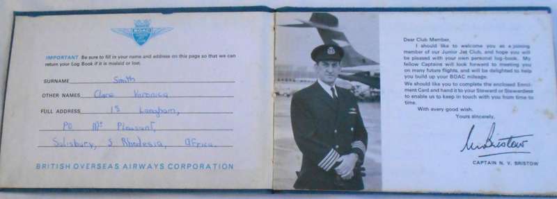 Vintage BOAC WADE MUG & BOAC JUNIOR JET CLUB LOGBOOK