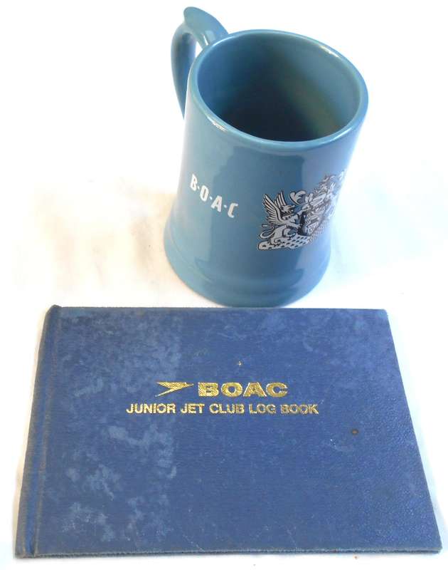 Vintage BOAC WADE MUG & BOAC JUNIOR JET CLUB LOGBOOK