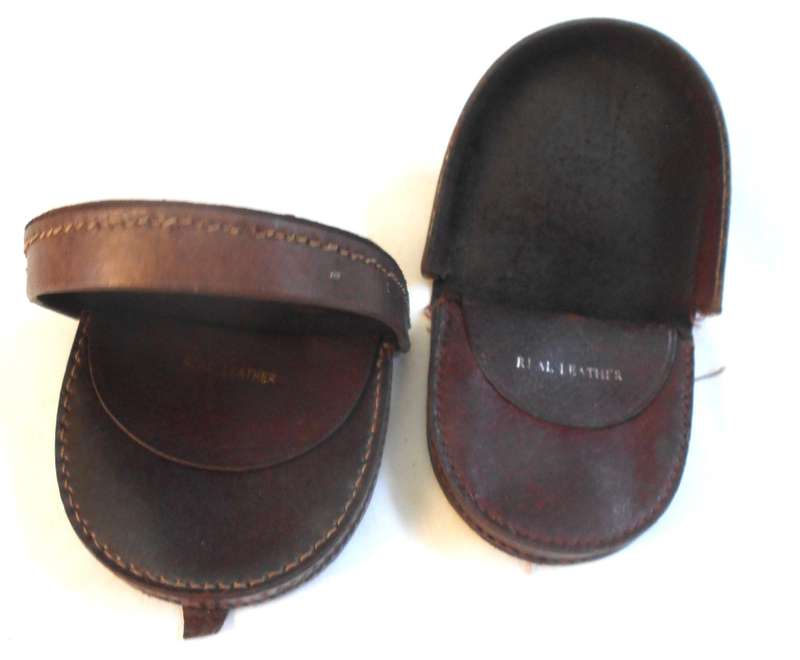 TWO VINTAGE REAL LEATHER DARK BROWN COIN PURSES